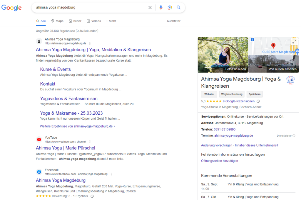 Beispiel für Google Business Eintrag